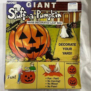 NOS Vintage Halloween Stuff A Pumpkin by Sun Hill Made in USA 114 gallon Leaf